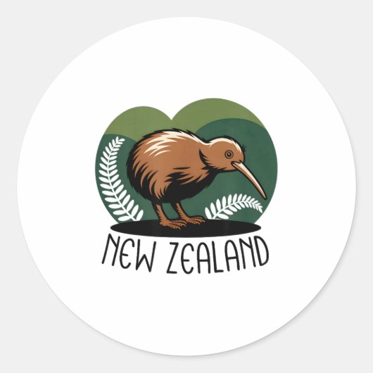 Sticker Rond New Zealand Kiwi Bird (Devant)