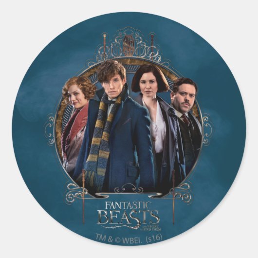 Sticker Rond NEWT SCAMANDER™ et entreprise Art Nouveau Frame (Devant)