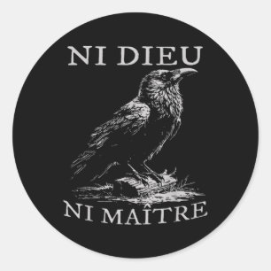 Sticker Rond Ni Dieu Ni Maître Anti-autoritaire Pas de roi