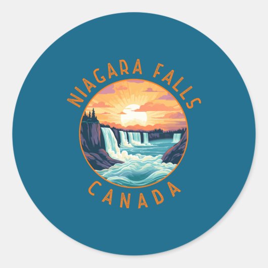 Sticker Rond Niagara Falls Canada Retro Distressed Circle _1  (Devant)