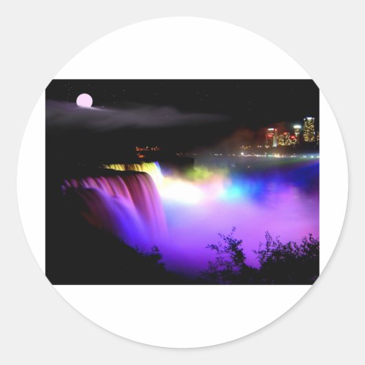 Sticker Rond Niagara-Falls-sous-projecteurs-la nuit (Devant)