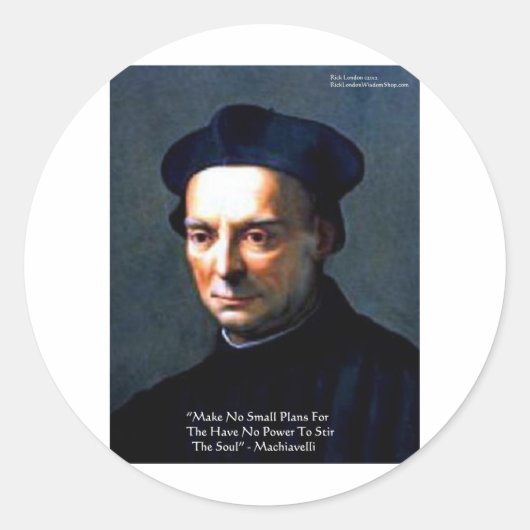 Sticker Rond Niccolo Machiavelli "Power" Citation de sagesse Ca (Devant)