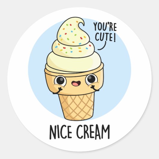 Sticker Rond Nice Cream Funny Glace Cream Pun (Devant)
