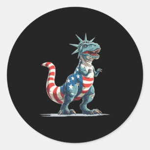 Sticker Rond Nice Dinosaure Dans La Statue De La Liberté Pour L
