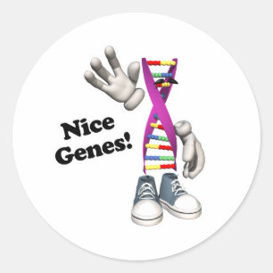 Sticker Rond Nice Genes Funny Caractère de bande d'ADN