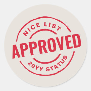 Sticker Rond Nice liste approuvée drôle de Noël mignon