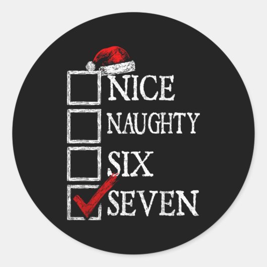 Sticker Rond Nice Naughty 67 Christmas Funny Meme Six Seven  (Devant)