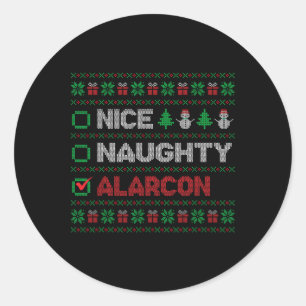 Sticker Rond Nice Naughty Alarcon Liste de Noël laid