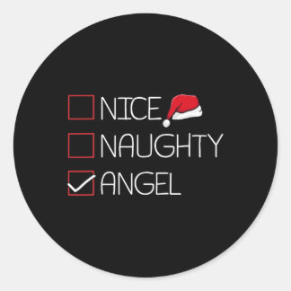Sticker Rond Nice Naughty Angel Noël Pyjama Drôle Humour X-