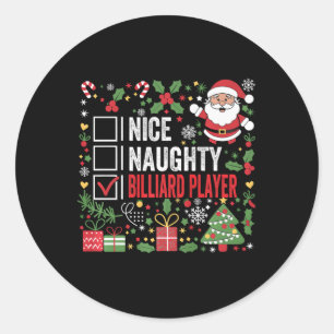 Sticker Rond Nice Naughty Billiard Player Funny Christmas Père