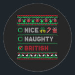 Sticker Rond Nice Naughty British Christmas Checklist Angleterr<br><div class="desc">Nice Naughty British Christmas Checklist Angleterre</div>