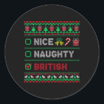 Sticker Rond Nice Naughty British Christmas Checklist Angleterr<br><div class="desc">Nice Naughty British Christmas Checklist Angleterre</div>