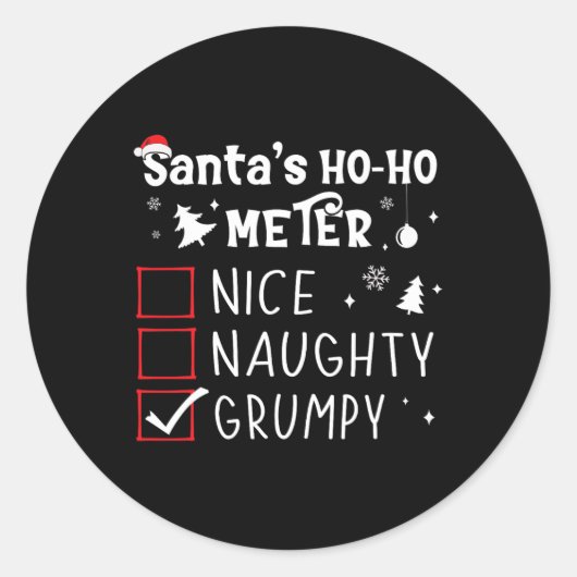 Sticker Rond Nice Naughty Grumpy Christmas List Grumpy Père Noë (Devant)