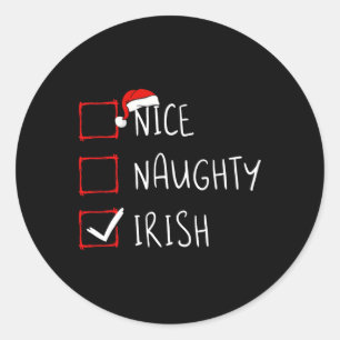 Sticker Rond Nice Naughty Irish Christmas Heritage Root