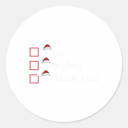 Sticker Rond Nice Naughty J'Ai Fun Noël (Devant)
