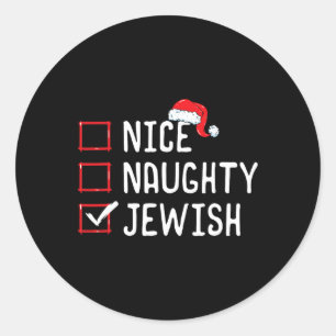 Sticker Rond Nice Naughty Jewish Christmas Liste