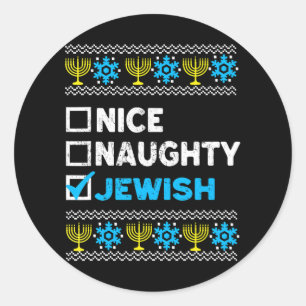 Sticker Rond Nice Naughty Juif Ugly Hanoukka Sweater