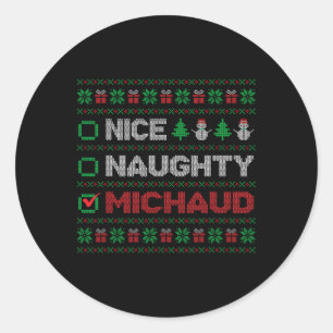Sticker Rond Nice Naughty MICHAUD Liste de Noël Ugly