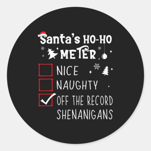Sticker Rond Nice Naughty Off The Record Shenanigans Christmas (Devant)