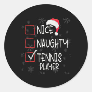 Sticker Rond Nice Naughty Tennis Lecteur Liste Noël Père Noël C