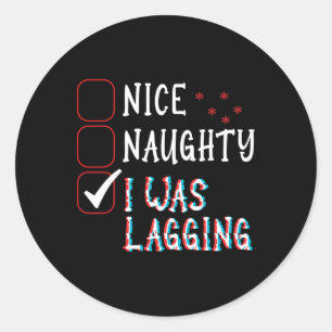 Sticker Rond Nice Naughty Videos Jeux Gamer Fun Lag Noël