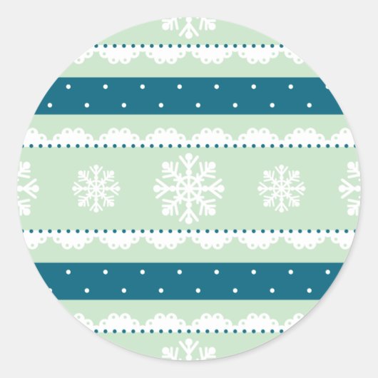Sticker Rond Nice Noël Mint vert Snowflakes blanc Motif (Devant)