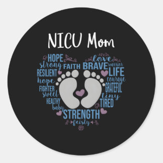 Sticker Rond Nicu Maman Preemie Ou Nicu Maman Blue