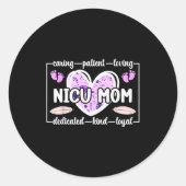 Sticker Rond Nicu Mom Of Nicu Warrior Heart Micro Preemie Baby (Devant)