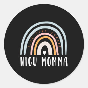 Sticker Rond Nicu Momma Retro Boho Arc-en-ciel coloré Nicu Mom