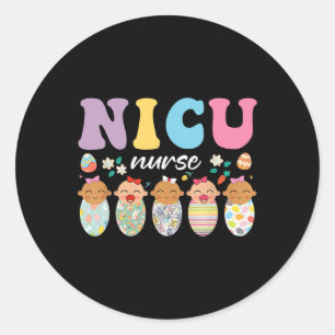 Sticker Rond Nicu Neonatal Intensive Care Unit Nurse Pâques Jou
