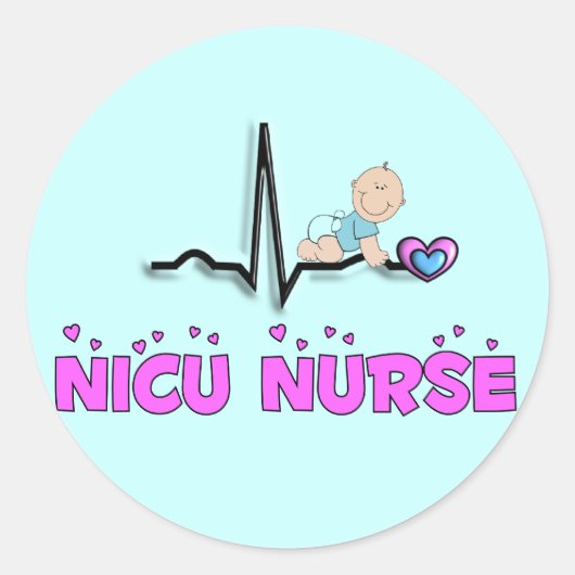Sticker Rond NICU Nurse QRS Design (Devant)
