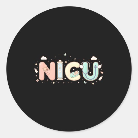 Sticker Rond Nicu Nurse Valentine's Day Heart Stethoscope Scrub (Devant)