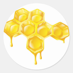 Sticker Rond Nid d'abeilles avec du miel d'égoutture