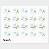 Sticker Rond Nid de bébé (bleu) (Feuille)