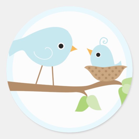 Sticker Rond Nid de bébé (bleu) (Devant)