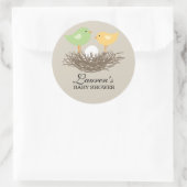 Sticker Rond Nid d'oiseau jaune et vert | BABY SHOWER (Sac)