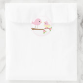 Sticker Rond Nid d'oiseau (rose) (Sac)