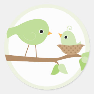 Sticker Rond Nid d'oiseaux (vert)