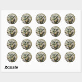 Sticker Rond NID OISEAU, blanc brun jaune vert (Feuille)