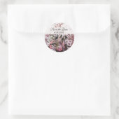 Sticker Rond NID OISEAU Enregistrer La Date Monogramme, Rose Bl (Sac)