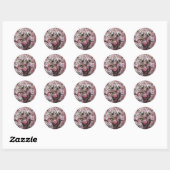 Sticker Rond NID OISEAU, rose rouge blanc (Feuille)