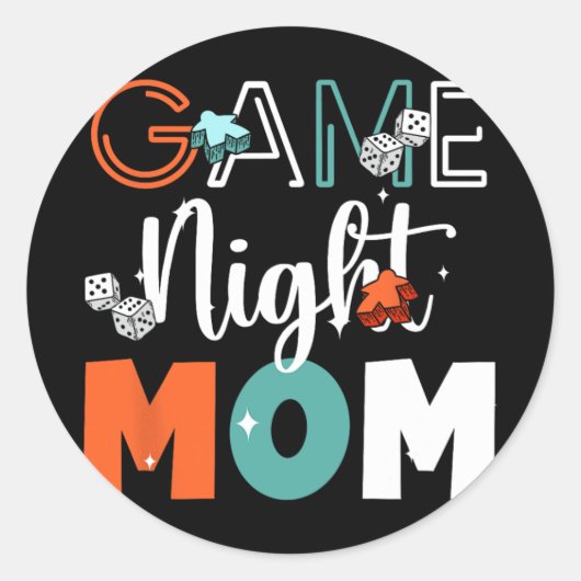 Sticker Rond Night Mom Tablett Board Jeux Fête des mères (Devant)