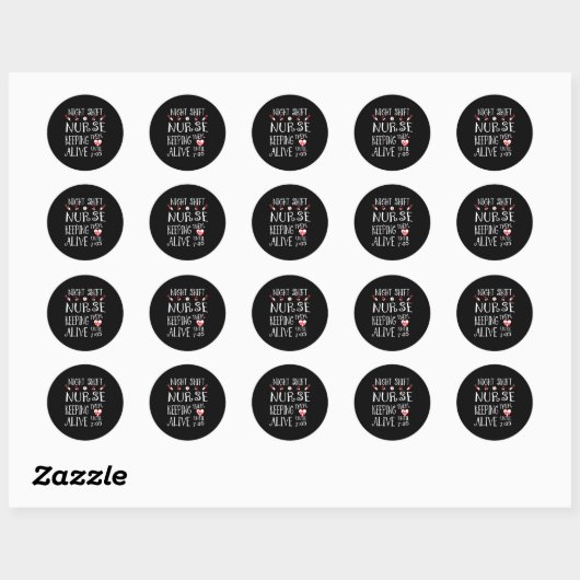 Sticker Rond Night Shift Nurse Funny Nursing Hostal Funny Rn Qu (Feuille)