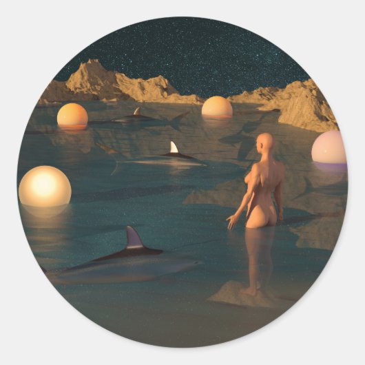 Sticker Rond Night Swimming (Devant)