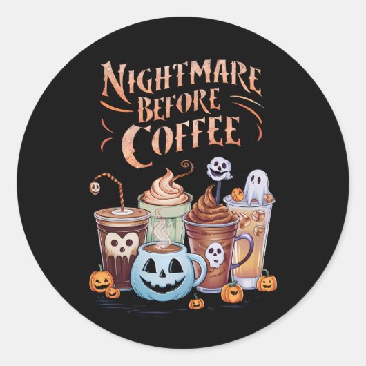 Sticker Rond Nightmare avant café Citrouille épice Halloween (Devant)