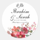 Sticker Rond Nikah Mariage musulman Faveur Flore rouge (Devant)
