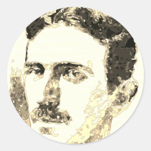 Sticker Rond Nikola Tesla Dessin À Sepia