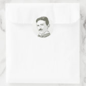 Sticker Rond Nikola Tesla Portrait (Sac)