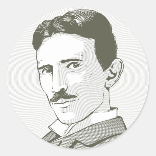 Sticker Rond Nikola Tesla Portrait (Devant)
