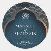 Sticker Rond Nil Bleu islamique 3D Arc Élégant Mariage Faveur (Devant)
